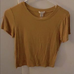 Mustard Size L Crop Short Sleeve Tee
